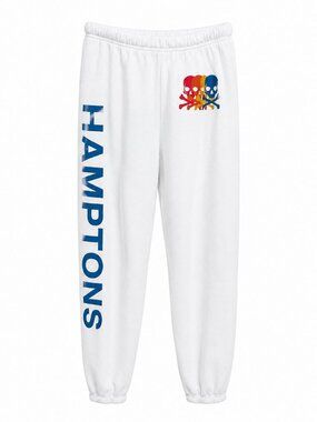 Aviator Nation White Sweatpants Small Hamptons Rainbow Skull Joggers Made USA